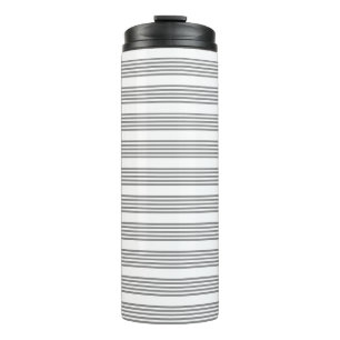 Graue und weiße Streifen Thermosbecher
