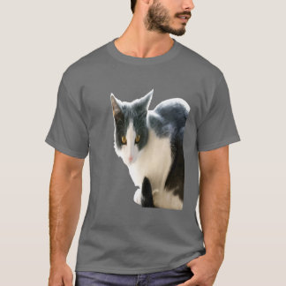 Graue und weiße Tuxedo Cat Vector Art T-Shirt