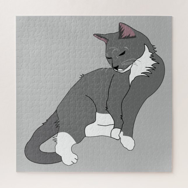 Graue und weiße Tuxedo Katze (Vertikal)