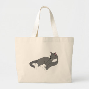 Graue und weiße Tuxedo Katze Jumbo Stoffbeutel
