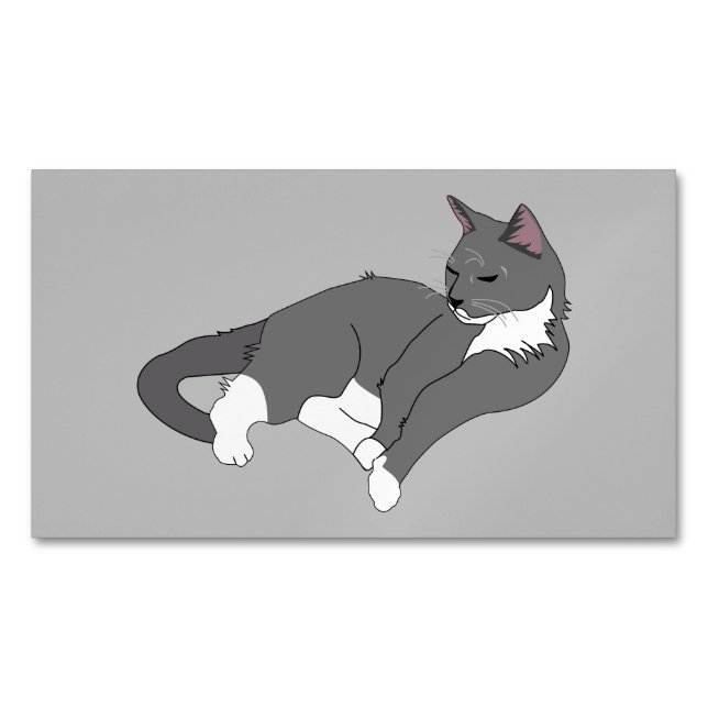 Graue und weiße Tuxedo Katze Magnetische Visitenkarte (Vorderseite)