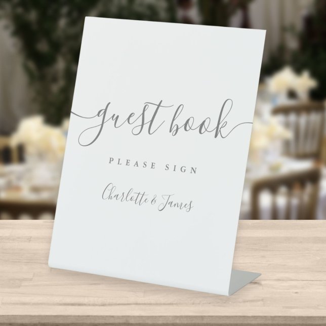 Graue und weiße Unterschrift Skript Gästebuch Sockelschild (Von Creator hochgeladen)