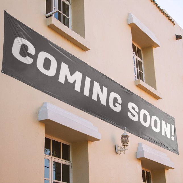 Graue und weiße Werbetexte kommen bald Banner (Von Creator hochgeladen)