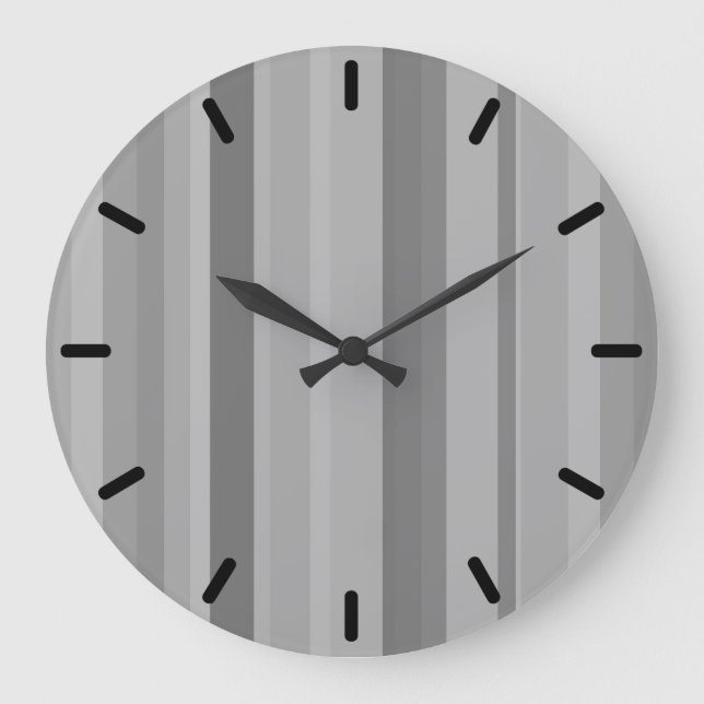 Graue vertikale Streifen Große Wanduhr (Vorderseite)