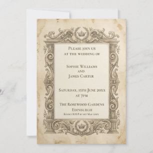 Graue Vintage-Barock-Hochzeitseinladung Einladung