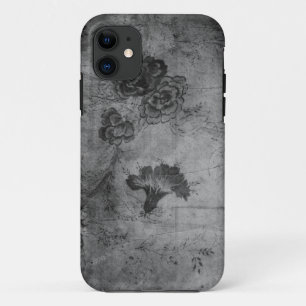 Graue Vintage Blumenbeschaffenheit Case-Mate iPhone Hülle