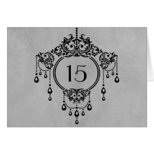 Graue Vintage Chandelier Tischnummer Card