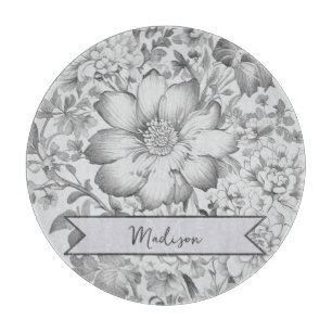 Graue Vintage Chinoiserie Personalisiert Schneidebrett