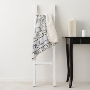 Graue Vintage Chinoiserie Personalisiert Sherpadecke