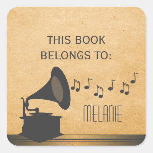 Graue Vintage Gramophone Stickers