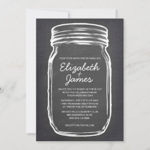 Graue Vintage Mason Jar Hochzeitseinladungen Einladung