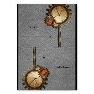 Graue Vintage-Uhr Hochzeitsplatzkarte Tischnummer