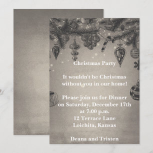 Graue Vintage Weihnachtszeit Party Einladung