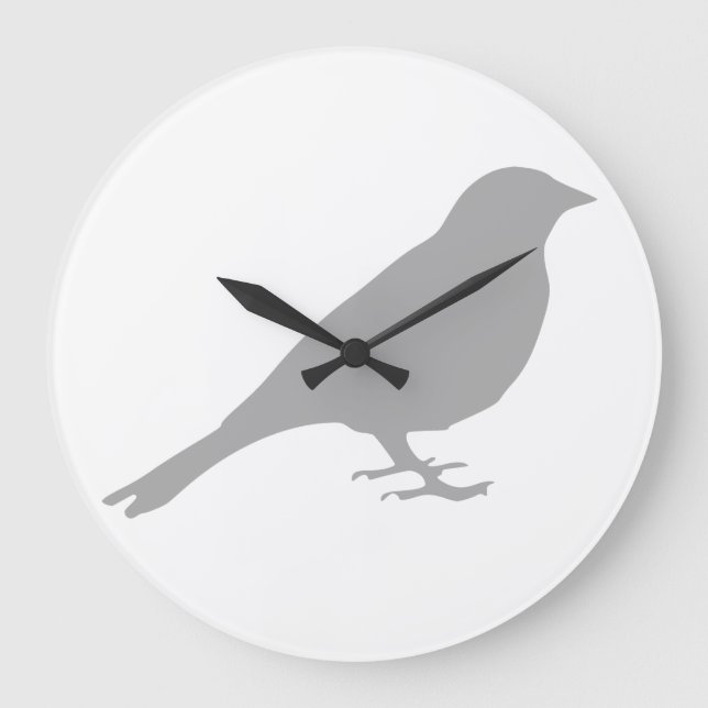 Graue Vogeluhr Große Wanduhr (Vorderseite)