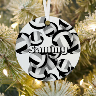 Graue Volleyballs mit Athleten Namensgewähr Ornament Aus Metall