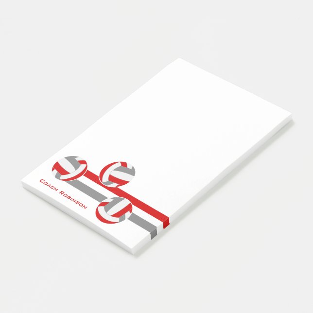 Graue Volleyballs Name des Coachs Post-it Klebezettel (angewinkelt)