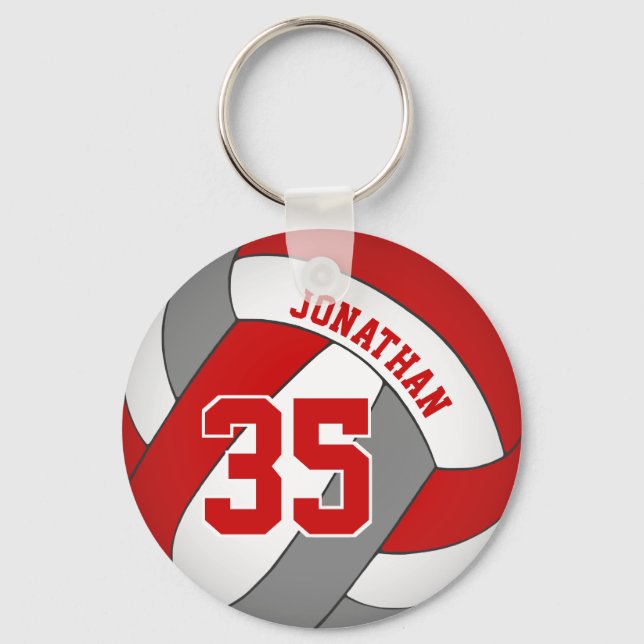 Graue Volleyballspielername Jersey Nummer Schlüsselanhänger (Vorderseite)