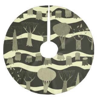 Graue Waldtapestry: Baummuster. Polyester Weihnachtsbaumdecke