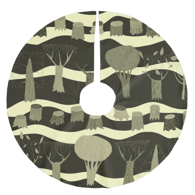 Graue Waldtapestry: Baummuster. Polyester Weihnachtsbaumdecke (Vorderseite)