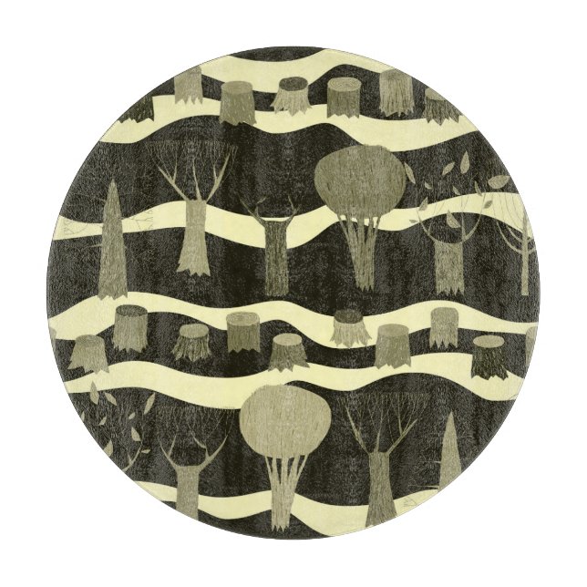 Graue Waldtapestry: Baummuster. Schneidebrett (Vorderseite)