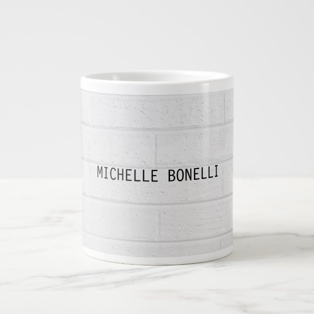 Graue Wandziegeln Design Schlicht Legible Moderne Jumbo-Tasse (Vorderseite)