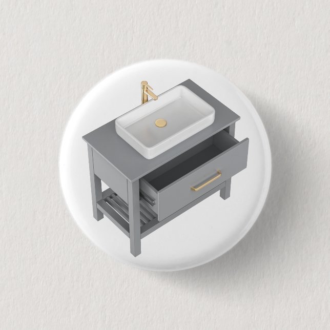 Graue Waschtischunterschrank mit weißem Waschbecke Button (Vorderseite)