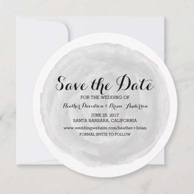 Graue Wasserfarbe Save the Date einladen (Vorderseite)