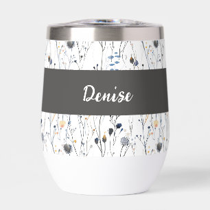Graue Wasserfarben-Monogramm-Name Wildblume