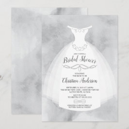 Graue Wasserfarbenbrille Gown-Brautparty Einladung