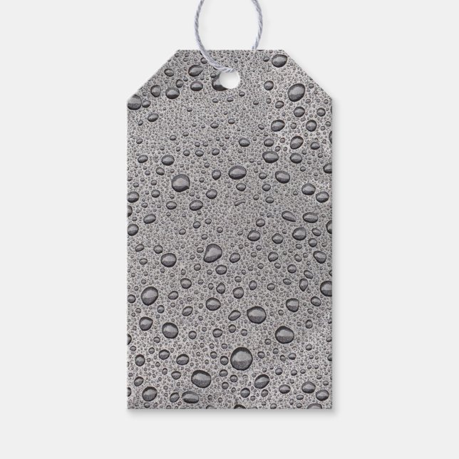 Graue Wassertröpfchen Geschenkanhänger (Vorderseite)