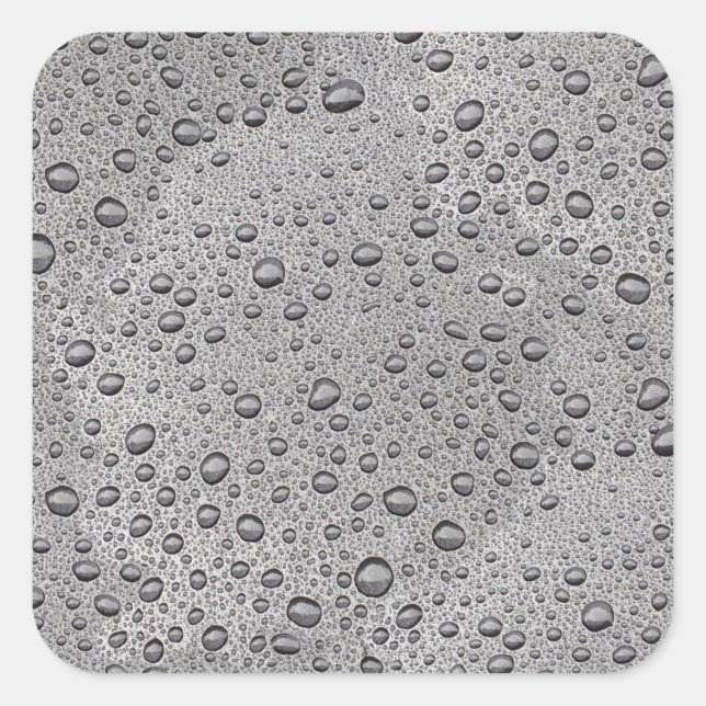 Graue Wassertröpfchen Quadratischer Aufkleber (Vorderseite)