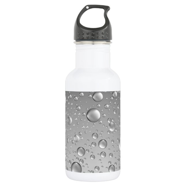 Graue Wassertropfen Edelstahlflasche (Vorderseite)