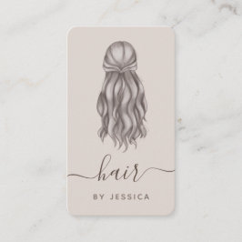 Graue Wavy-Haar-Haarstylist-Logo und soziale Medie Visitenkarte