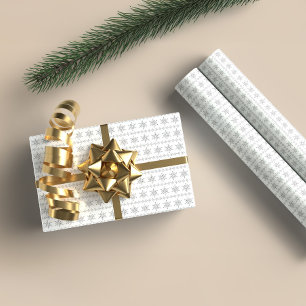 Graue Weihnachts-Schneeflocken-Muster auf weißem H Geschenkpapier
