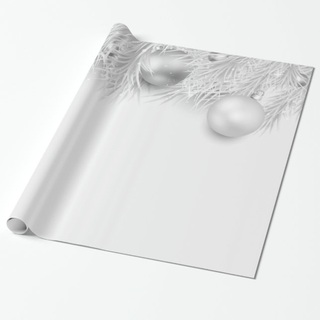 Graue Weihnachtsbälle, Kiefernbäume Geschenkpapier (Ungerollt)