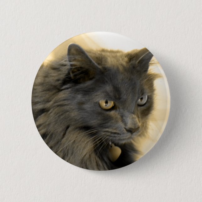 Graue WeihnachtsMiezekatze IIII Button (Vorderseite)