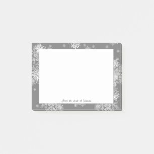 Graue Weihnachtsschneeflocken Personalisierte Anme Post-it Klebezettel