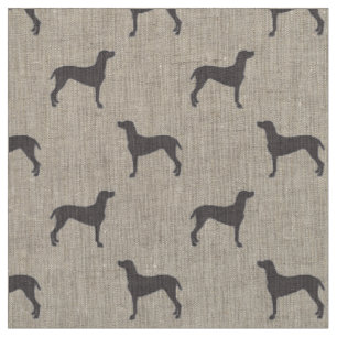 Graue Weimaraner Silhouetten auf weißem Stoff