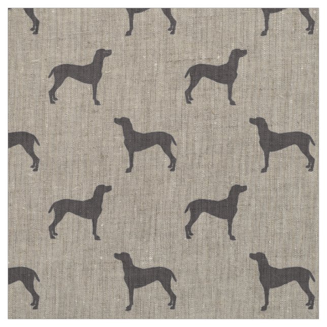 Graue Weimaraner Silhouetten auf weißem Stoff (Muster)