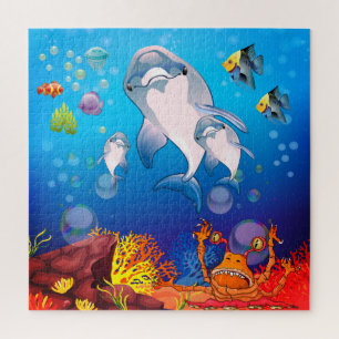 Graue weiße Dolphin Orange Yellow Blue Fish