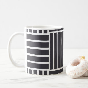 Graue Weiße Horizontale Vertikale Streifen Kaffeetasse