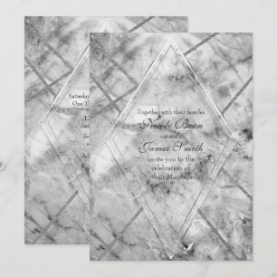 Graue & Weiße Marmor Glam Hochzeitseinladungen Einladung