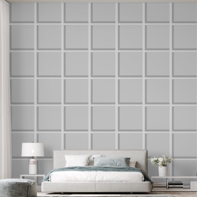 Graue weiße Quadrate Lattice Grau Tapete (Schlafzimmer)