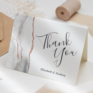Graue Weiße Roségold Achat Hochzeit Danke Karte
