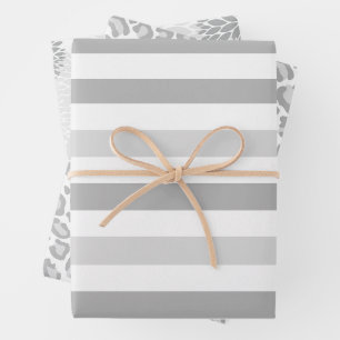 Graue weiße Streifen Geschenkpapier Set