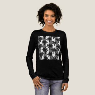 Graue, weiße tropische Palmen Streifen Design Tri-Blend Shirt