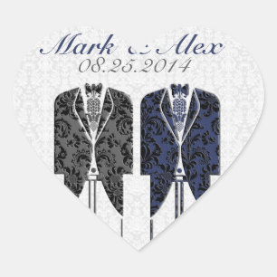 Graue weiße und blaue Paare gleichen Geschlechts H Herz-Aufkleber