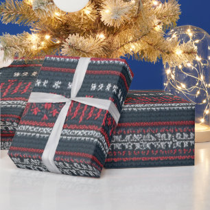 Graue, weiße und rote Weihnachtsbekleidung Geschenkpapier