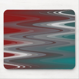 Graue Wellen auf Bordeaux aquamarin Mousepad