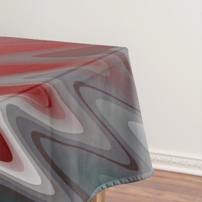 Graue Wellen auf Bordeaux aquamarin Tischdecke (Beispiel)